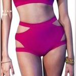 Andrea Iyamah High Waisted Cut Out Strappy Bikini Bottoms Size M Hot Pink - NWT Photo 0