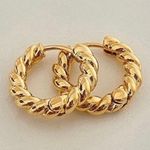 18K Gold Plated Twist Small Hoop Earrings for Women Photo 0