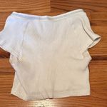 SheIn  Off-White Ribbed V-Neck Crop Top Photo 2