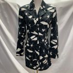 George Womens Black White Floral Trench Coat‎ 4 Classic Preppy Spring Artsy Photo 1