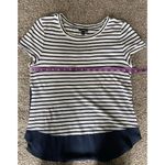 EXPRESS Navy & White Striped High-Low Hem T-Shirt | Size Small Photo 4