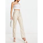 Abercrombie & Fitch Curve Love 90’s Straight Leather Pants Oyster Grey Size 27 Photo 1