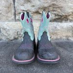 Ariat  6.5B Fatbaby Sheila Gray Gator Print Green Suede Cowboy Boots 10011872 Photo 1