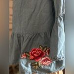 Ana A New Approach Denim Cotton Off Shoulder Floral Embroidered Top, Size medium Photo 5
