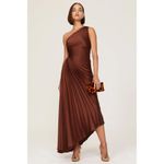 ALC Frank A.L.C. Delfina One-Shoulder Cutout Pleated Dress in Brunette Size 4 Photo 4
