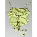 Urban Outfitters Green Satin Silk Lace-Up Corset Crop Top Shirt Blouse Size M ✨ Photo 2