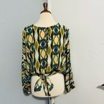 ZARA  Multicolored Round Neck Bohemian Printed Open Back Tied Top Sz M Photo 10
