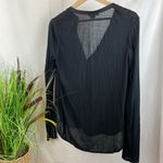 Vince  Black Long Sleeve V Neck High Low Hem Blouse Top Shirt M Photo 1