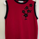 Dress Barn EUC |  women’s red black floral beaded‎ sweater vest — petite medium Photo 0
