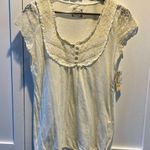 Decree  Ivory Cotton and Lace Cap Sleeve Top w/Buttons Size L NWT Photo 0