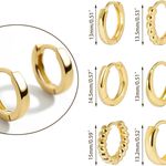 6 Pairs Small Gold Hoop Huggie Earrings for Women Trendy, Dainty 14K Gold Plated Hoop Earrings Set, Twisted Bead Hoop Earrings Lightweight Hypoallergenic Cartilage Earring for Girls Jewelry Photo 1