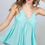 Illa Illa  Blue Lace Raw Hem Top Photo 0