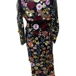 Mac Duggal NWOT   Black Embroidered Applique High Neck Long Sleeve Trumpet Gown Photo 5