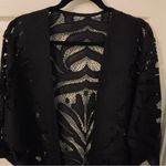 Black Lace Kimono Top 3/4 Sleeve Open Front
Fringe Hem Crochet Knit Size L Photo 1