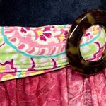 Vera Bradley Yellow & Pink Floral Belt With Brown Buckle 43 In Long 2 In Wide Photo 1
