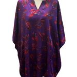 Indian Tropical Fashion Multicolored Free Size Floral Kaftan Loungewear Dress Purple Photo 1