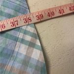 LL Bean Dress Size 12 Linen Cotton Blue Green Plaid V Photo 3