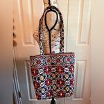Vera Bradley Tote Bag in Blue Red Geometric Print EUC Photo 1