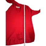 Sparrow Women’s Red Waffle Knit Hooded Henley Long Sleeve shirt Sz S Red Photo 3