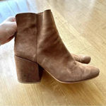 Lucky Brand Ravynn Brown Faux Suede and Leather Block Heel Booties, Tan, 10 Photo 0