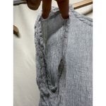 Tahari  100% Linen Boxy Top Sz L Gray Lagenlook Dolman Sleeve Back Button Coastal Photo 2