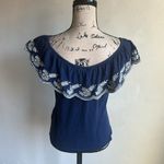 Moulinette Soeurs Anthropologie  Embroidered Nautical Navy Top Size Medium Photo 8