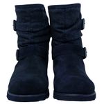BEARPAW Blue Leather Wool Sherpa Lined Tweed & Buckle Biker Boots ~ Women's 11 Photo 4