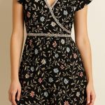 Loft Floral Midi Dress V Neck Short Sleeve Empire Waist Spring Summer Small Photo 0