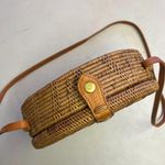 Street Level Boho One of a Kind Round Rattan Bag with leather strap - like new Photo 3
