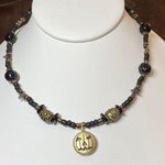 Hand Crafted Black and Gold Toned Jack O'Lantern Pumpkin Necklace Photo 0