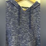 Eileen Fisher  Organic Linen Cotton Cropped Hoodie Pullover Navy White  Small Photo 4