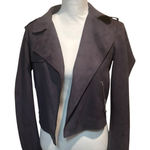Anthropologie Jacket Gray Faux Suede Cropped Moto Biker size Medium Photo 0