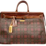 Ralph Lauren Tartan Green Brown Plaid Doctor's Boston Weekend Travel Bag Vintage Photo 0