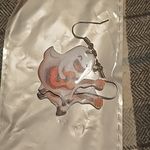 Cute Halloween Ghost W/Gutair, Acrylic Dangle Earrings, Party, One sided design Orange Photo 1