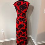 Janette Fashion Red Flower Print Summer Dress in Size Medium Photo 3