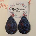 Handmade Wolf Print Teardrop Dangle Earrings  Photo 0