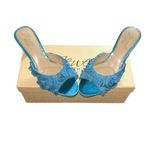 Badgley Mischka Badgley Mischa  Blue Satin Slip-on Kitten Heel Sandals(Size 5) Photo 1