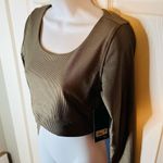 90 Degree By Reflex Rib Twist Cropped Top Long Sleeve Night Sage Green M Green Size M Photo 4