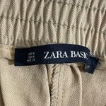 ZARA BASIC Beige White Stripe Jogger Pants Elastic Waist Drawstring Women Size M Photo 5