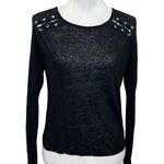 Generation Love Women Black Long Sleeve Top Lace Up Linen Blouse Size Small S Photo 0