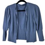 Harold's Vintage Powdered Blue Ribbed Silk Turtleneck Sleeveless Cardigan Set Size M Photo 6