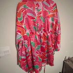 ASOS DESIGN Maternity satin wrap beach kimono with bold abstract print in pink Size undefined Photo 13