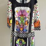 Just Cavalli NWOT  Italy Silk Twill Floral, Spot & Stripe Tunic Dress 38 IT Photo 0