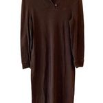 Ralph Lauren Long Sleeve Elbow Patch Midi Sweater Dress Brown Women's Size Large Photo 0
