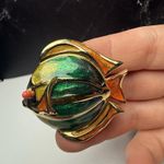 Liz Claiborne Colorful Enamel Fish Brooch Pin Gold Tone Signed LC Photo 14