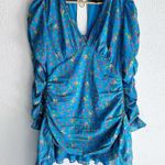 For Love & Lemons Bahama Mini Floral Dress Blue Long Sleeve Sz Large Photo 1