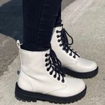 White Lace Up Combat Boots Size 7.5 Photo 0