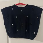 Petal and Pup Beaded Cropped Black Sweater Photo 3