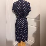 Old Navy  Dress Navy Blue Floral Short Sleeve Midi Wrap Dress Spring Brunch Photo 4