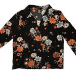 Bobeau  Double Breasted Black Floral Blazer Jacket Photo 0